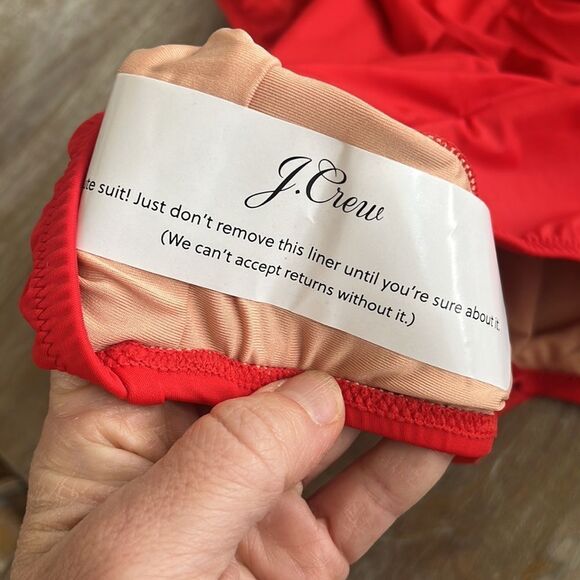 J Crew‎ Swimsuit Size 24 Ruched Square Neck One Piece Red - Picture 6 of 7